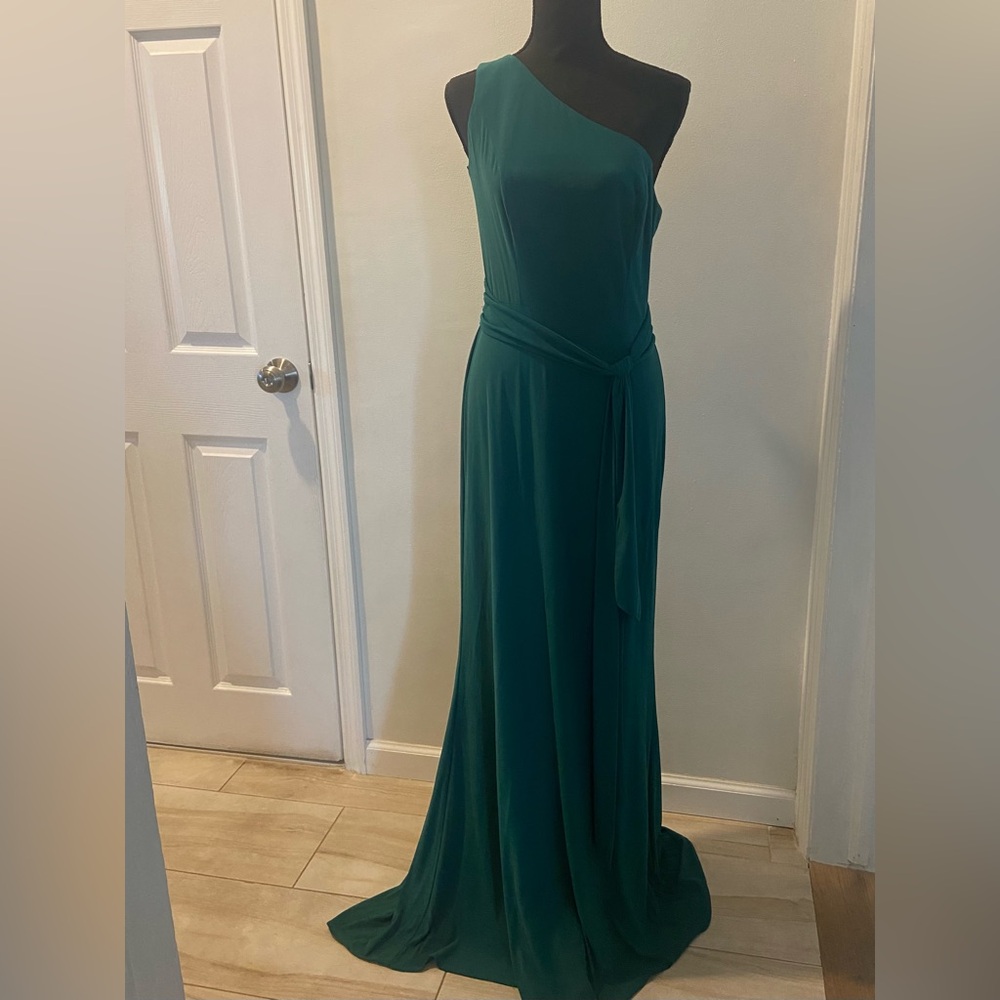 Chic One-Shoulder Teal Dress